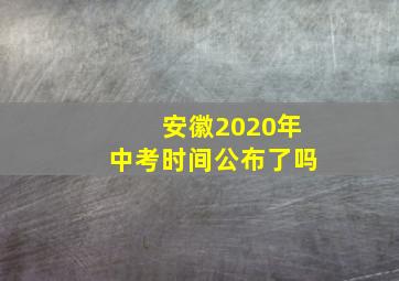 安徽2020年中考时间公布了吗