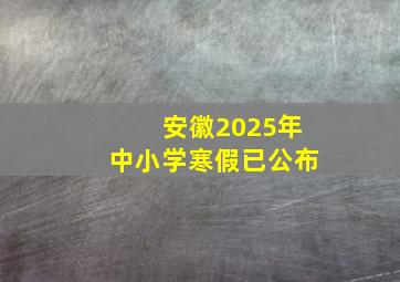 安徽2025年中小学寒假已公布