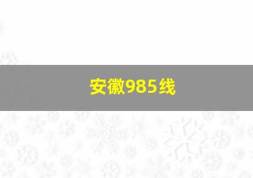 安徽985线