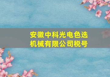 安徽中科光电色选机械有限公司税号