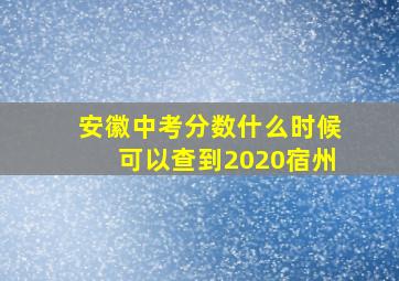 安徽中考分数什么时候可以查到2020宿州