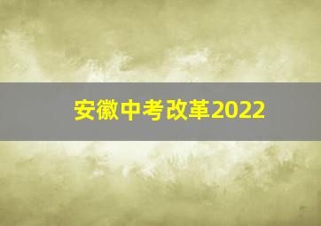 安徽中考改革2022