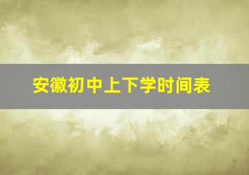 安徽初中上下学时间表