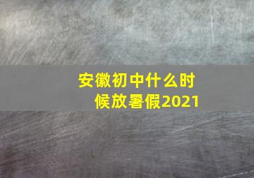 安徽初中什么时候放暑假2021