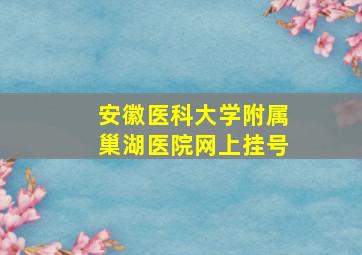 安徽医科大学附属巢湖医院网上挂号