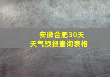 安徽合肥30天天气预报查询表格