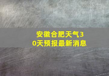 安徽合肥天气30天预报最新消息