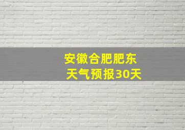 安徽合肥肥东天气预报30天