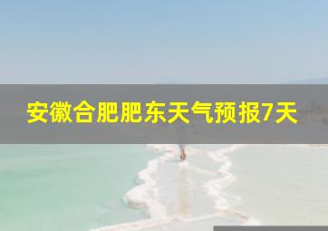 安徽合肥肥东天气预报7天