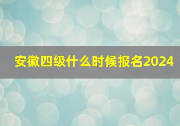 安徽四级什么时候报名2024