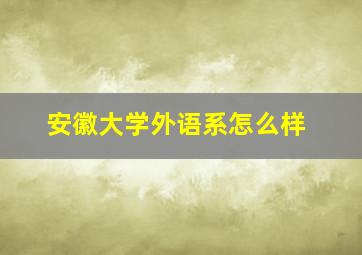 安徽大学外语系怎么样