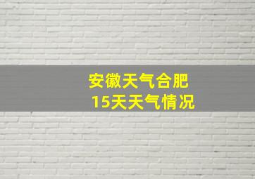 安徽天气合肥15天天气情况