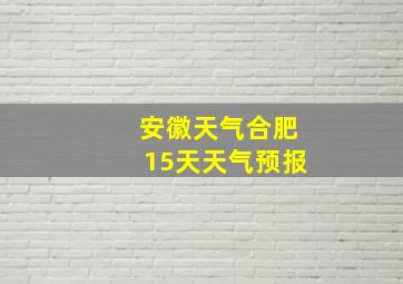 安徽天气合肥15天天气预报