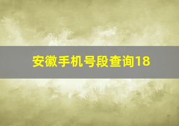 安徽手机号段查询18