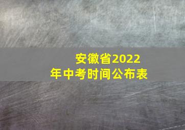 安徽省2022年中考时间公布表