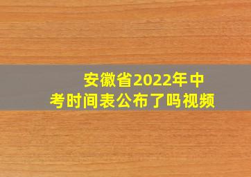 安徽省2022年中考时间表公布了吗视频