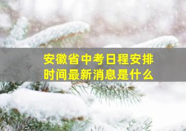 安徽省中考日程安排时间最新消息是什么