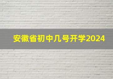 安徽省初中几号开学2024