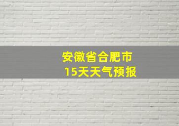 安徽省合肥市15天天气预报