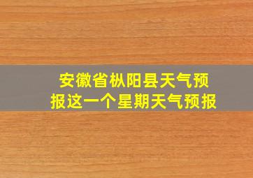 安徽省枞阳县天气预报这一个星期天气预报