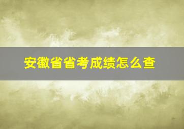 安徽省省考成绩怎么查