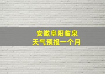 安徽阜阳临泉天气预报一个月