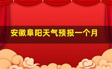 安徽阜阳天气预报一个月