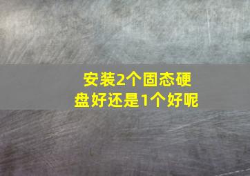 安装2个固态硬盘好还是1个好呢