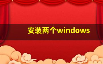 安装两个windows