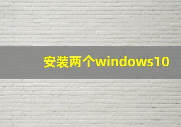 安装两个windows10