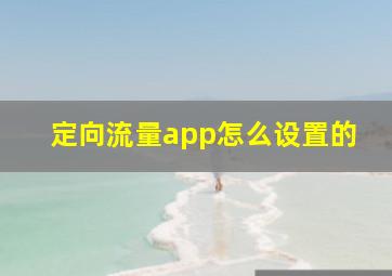 定向流量app怎么设置的