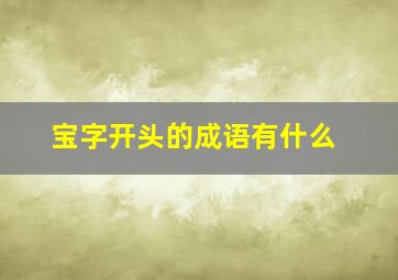 宝字开头的成语有什么