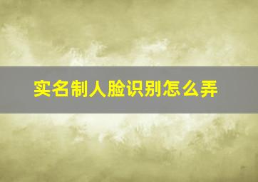 实名制人脸识别怎么弄