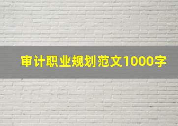 审计职业规划范文1000字