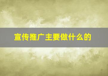 宣传推广主要做什么的