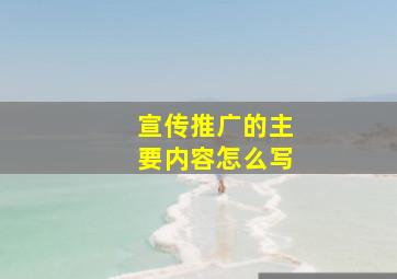 宣传推广的主要内容怎么写