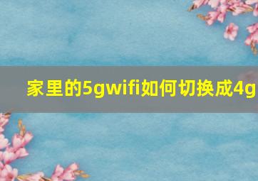 家里的5gwifi如何切换成4g