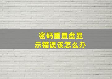 密码重置盘显示错误该怎么办