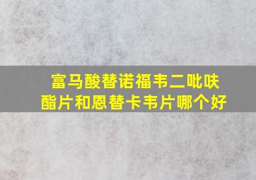 富马酸替诺福韦二吡呋酯片和恩替卡韦片哪个好