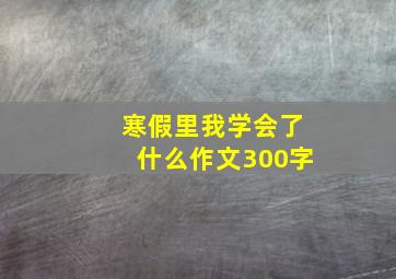 寒假里我学会了什么作文300字