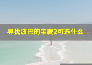 寻找波巴的宝藏2可选什么