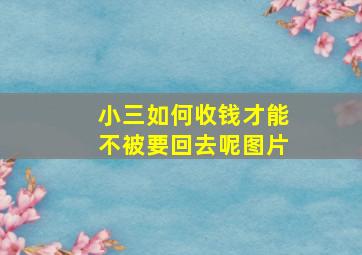 小三如何收钱才能不被要回去呢图片