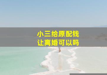 小三给原配钱让离婚可以吗