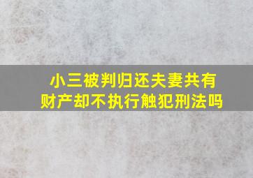 小三被判归还夫妻共有财产却不执行触犯刑法吗