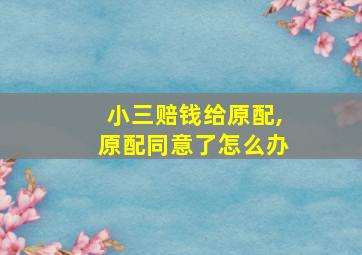 小三赔钱给原配,原配同意了怎么办