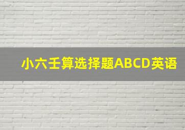 小六壬算选择题ABCD英语