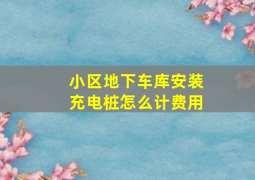 小区地下车库安装充电桩怎么计费用