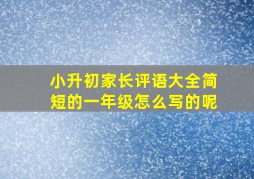 小升初家长评语大全简短的一年级怎么写的呢