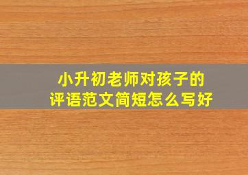 小升初老师对孩子的评语范文简短怎么写好