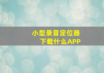 小型录音定位器下载什么APP